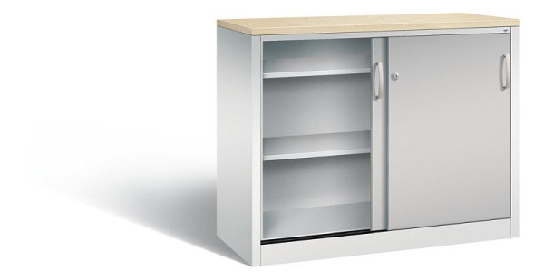 C+P Sideboard mit Schiebetüren Acurado, H1000xB1200xT500mm, Farbe: Lichtgrau / Weißaluminium, Bügelgriff, 2056-00 S10171
