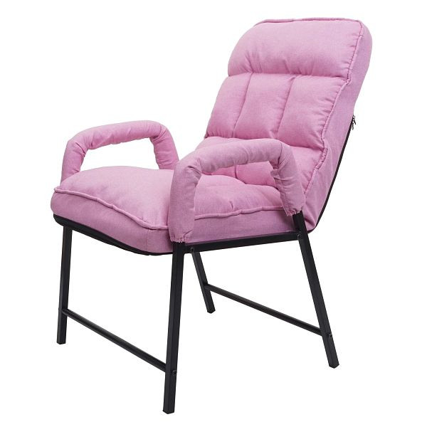 Mendler Esszimmerstuhl HWC-K40, Stuhl Polsterstuhl, 160kg belastbar Rückenlehne verstellbar Metall, Stoff/Textil rosa, 92135