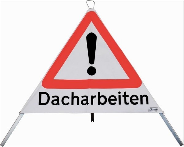 Garant Faltsignal 700 mm, Vz 101 (!) und Text "Dacharbeiten", 021631