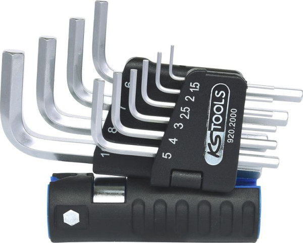 KS Tools 3 in 1 Innen6kant-Winkelstiftschlüssel-Satz, 10-teilig kurz, 920.2000