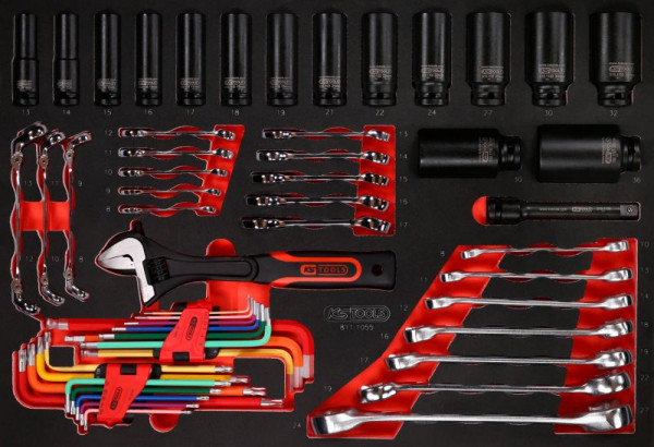 KS Tools PERFORMANCEplus Werkzeugsatz 55-teilig Schraubenschlüssel und Kraft-Stecknüsse, 811.1055
