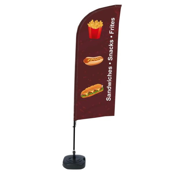 Showdown Displays Beachflag Alu Wind Komplett-Set Snacks Englisch, BFAW310-WT21-I95