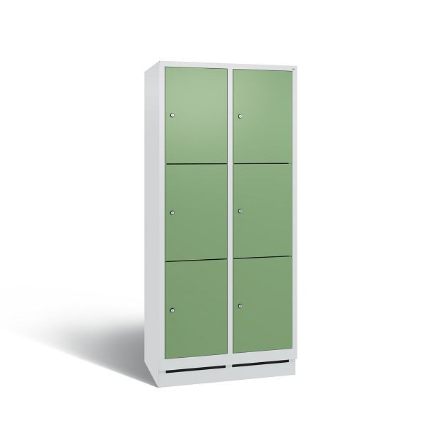 C+P Schließfachschrank Evolo, 6 Fächer, H1800xB810xT500 mm, Grau/Resedagrün, 48020-223 S10242