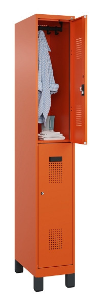 C+P Doppelstöckiger Spind Evolo PLUS, mit Füßen, 2 Fächer, 1950x300x500mm, 2004, Zylinderschloss, 049310-10 S10050