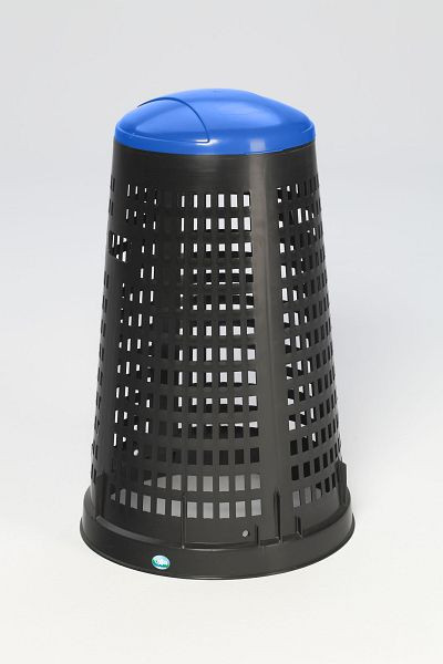 VAR Korbständer aus Kunststoff, schwarz, mit Klemmring und Deckel blau, 21311