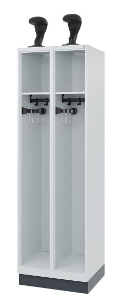 C+P Feuerwehrspind Evolo, Modell EXPERT, 2 Abteile, H1850B600T500 mm, Lichtgrau, Sockel, 0491015-20 S10009