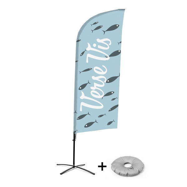 Showdown Displays Beachflag Alu Wind Komplett-Set Frischer Fisch Niederländisch Kreuzständer, BFAW310-CB30-WB-I74