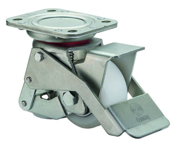 BS Rollen Heberolle mit Feststeller, Rad-Breite 40 mm, Rad-Ø 75 mm, Tragfähigkeit 350 kg, Lauffläche/Radkörper Kunststoff, Kugellager, W120.B15.075