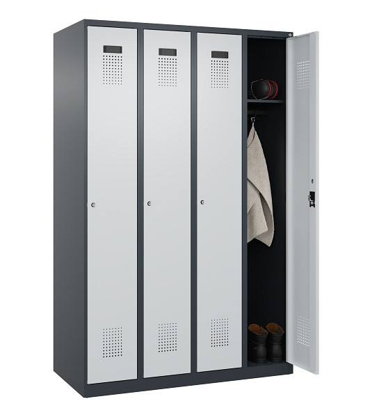 C+P Spind Evolo PLUS, 4 Abteile, 1850x1200x500mm, 7016/7035, Verschluss Zylinderschloss, Ablageböden 4, 049000-40 S10044