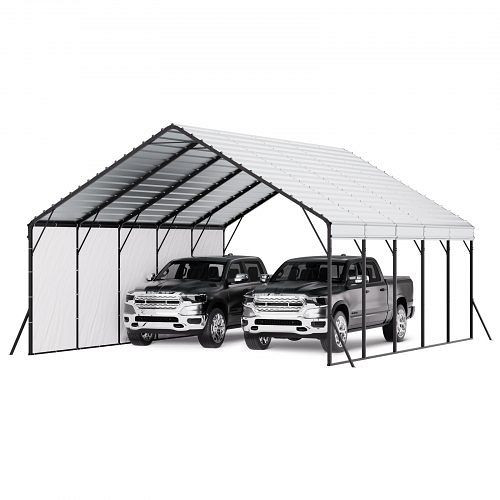 VEVOR Carport, 5,8x7,45x3,77 m, Lagerzelt mit Rahmen, Autounterstand mit abnehmbaren Seitenwänden, Garagezelt für Fahrzeuge, ZXCP2024FTCBSQHH2001V0