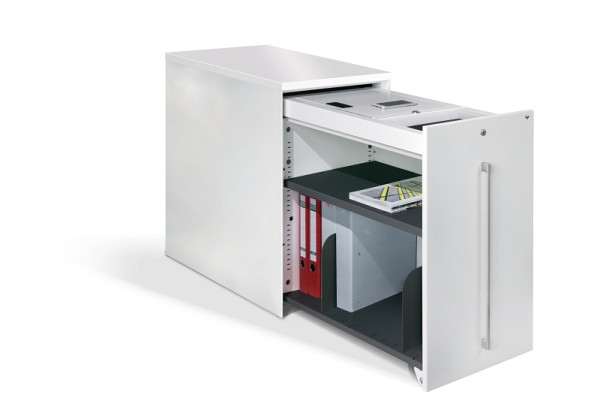 C+P Auszugschrank in Schreibtischhöhe Asisto, H740B430T800 mm, 7035/7035, rechts der Tischplatte, 148466-00R S10055
