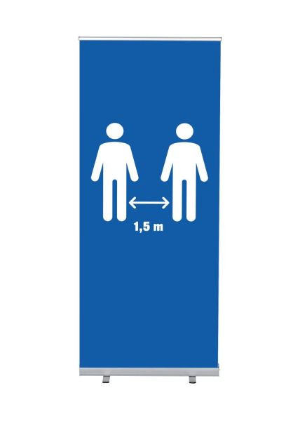 Showdown Displays Roll-Banner Budget 85 Komplettset 1,5 Meter Abstand Blau, RBB085LSFI615