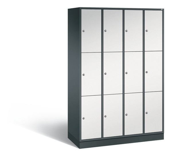 C+P Schließfachschrank Intro, 12 Fächer, H1950xB1220xT490 mm, Anthrazit/Grau, 8370-401 S10084