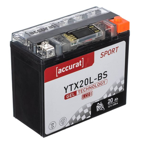 Accurat Sport GEL LCD YTX20L-BS Motorradbatterie 20Ah 12V 290A, MBG-LCD-YTX20L