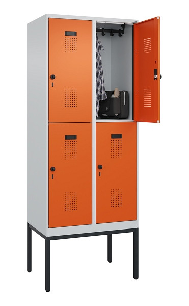 C+P Doppelstock-Spind Evolo PLUS, Gestell, 4 Fächer, 2120x800x500mm, 7035/2004, Drehriegel, 0493307-22 S10002