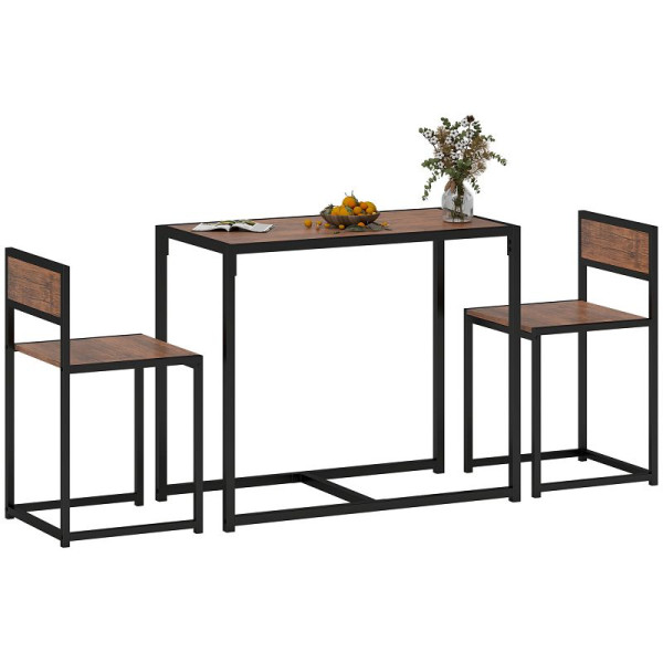 HOMCOM 3-teiliges Bartisch-Set Hochtisch-Set 3-teilig, 2 Stühle, 1 Tisch, 835-136