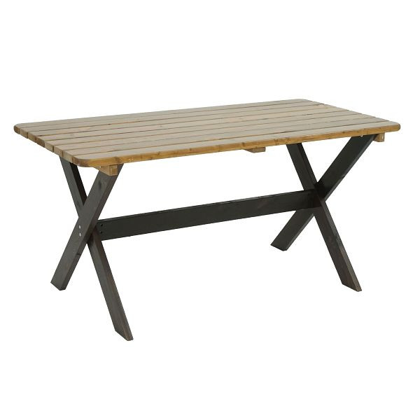 Mendler Tisch HWC-J83, Gartentisch Holztisch, Massiv-Holz 149cm, braun, Kiefer dunkelbraun, 83528