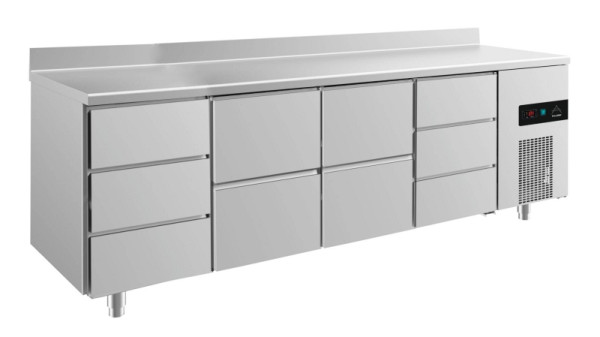A&S Polarny Kühltisch -2 bis +8°C mit 2x zwei Schubladen und 2x drei Schubladen außen, 2330 x 700 x 850 mm, mit Aufkantung, KT4DZZDA