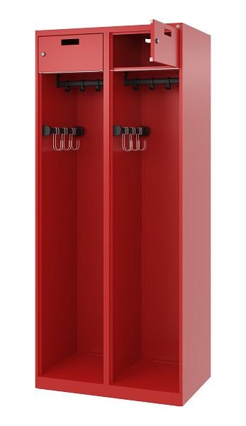 C+P Feuerwehrspind Evolo, Modell PRAKTUS, 2 Abteile, H1850xB800xT500 mm, Feuerrot, 0492015-22 S10003