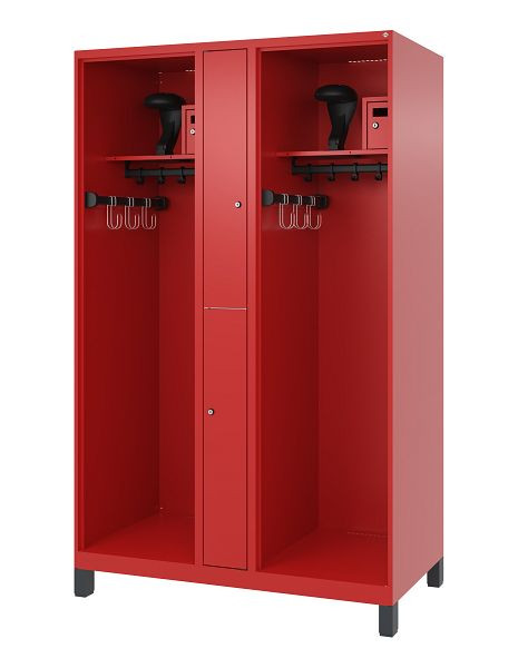 C+P Feuerwehrspind Evolo, Modell MAXI, 2 Abteile, H1950B1200T600 mm, Feuerrot, Füße, 0496315-020 S10008