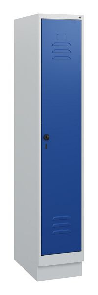 C+P Umkleidespind Classic PLUS, Sockel, 1630x300x500mm, 7035/5010, Drehriegel, 0800205-10 S10003