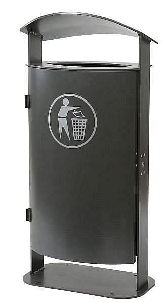 Renner Stand-Abfallbehälter, gewölbte Haube ca. 70 L, mit stabiler Bodenplatte zum Aufschrauben, anthrazitgrau, 7093-00PB 7016
