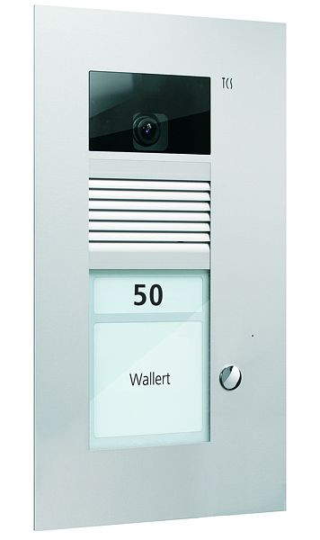 TCS Video Außenstation Serie AVU mit 1 Klingeltaste (rechtsbündig), 1-spaltig, UP silber, AVU14010-0010