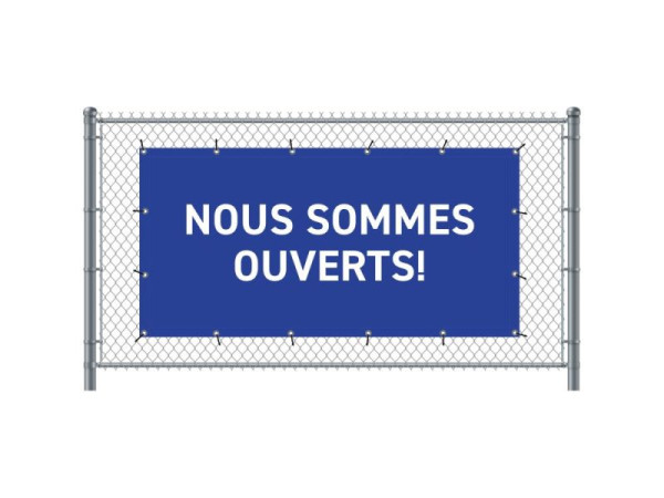 Showdown Displays Zaun-Banner 200 x 100 cm Geöffnet Französisch Blau, FBG200-100-I697