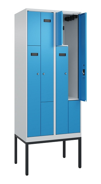 C+P Z-Spind Evolo PLUS, Gestell, 4 Fächer, 2120x800x500mm, 7035/5012, Zylinderschloss, 0490337-224 S10039