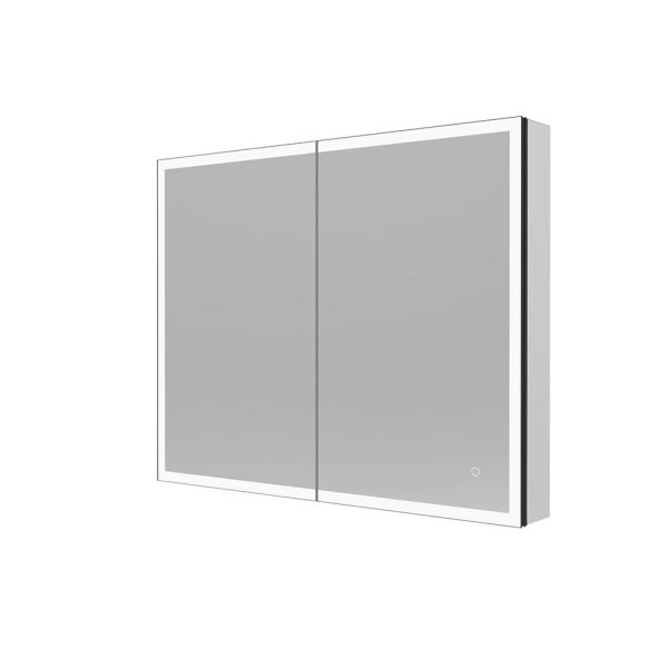 HOME DELUXE LED-Spiegelschrank EVE Schwarz - 80 x 60 cm, 61199