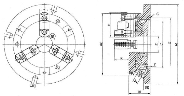 MACK Stationäres 3-Backen Drehfutter extraflach Ø 210 mm, ZE-SDF3-210