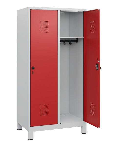 C+P Spind Evolo PLUS, Füße, 2 Abteile, 1630x800x500mm, 7035/3000, Drehriegel, 0490105-22 S10003