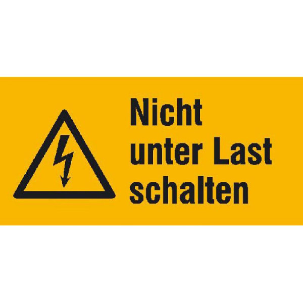 Stein HGS Elektrokennzeichnung/Warnkombischild, Nicht unter Last schalten, 52 x 26 mm / Folie, 9er-Bogen, 30.1334