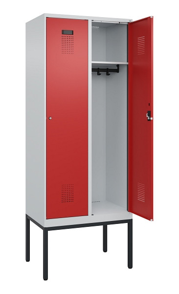 C+P Spind Evolo PLUS, Gestell, 2 Abteile, 2120x800x500mm, 7035/3000, Verschluss Zylinderschloss, Ablageböden 2, 0490307-22 S10030