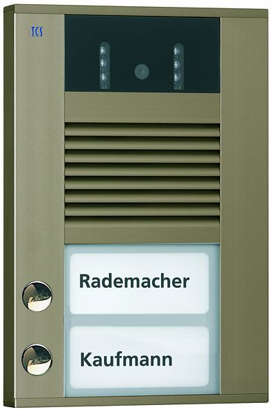 TCS Video-Außenstation mit 130-Grad-Kamera Serie AVD mit 2 Klingeltasten (rechtsbündig), AP bronze, AVD14023-0012