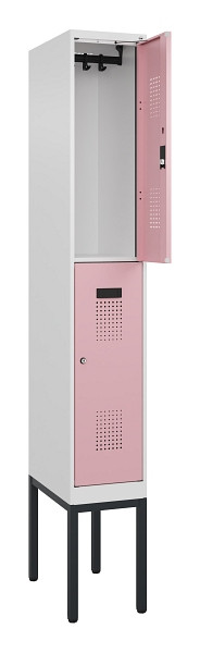 C+P Doppelstock-Spind Evolo PLUS, Gestell, 2 Fächer, 2120x300x500mm, 9016/3015, Zylinderschloss, 0493307-10 S10045