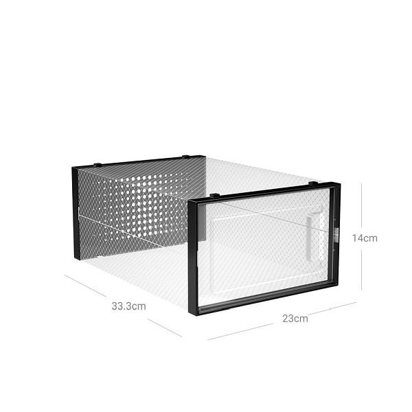 SONGMICS Stapelbare Schuhboxen 18er Set, Schwarz, LSP18SBKV1