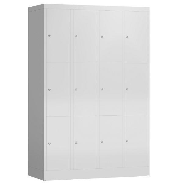 Lüllmann ClassiX Schließfachschrank, 4 Abteile à 3 Fächer, 1800 x 1185 x 500 mm, lichtgrau, X-520340