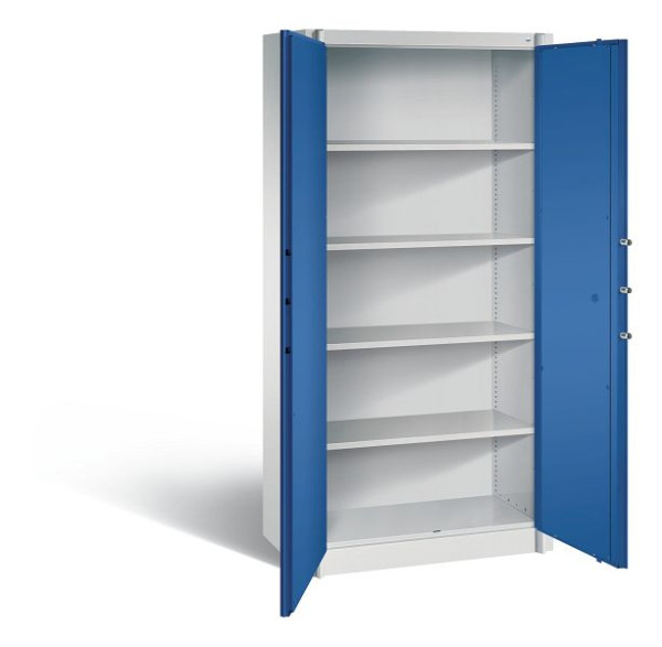 C+P Feuerschutzschrank Certos, H1950xB930xT500mm, Farbe: Lichtgrau / Enzianblau, Klinkengriff, 5 OH, 1170-00 S10013