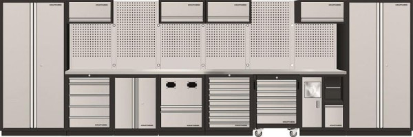 Kraftwerk Mobilio 8er Kombi, 2x Hochschrank, Werkstattwagen, Unterschrank Edelstahl-Platte, 3964QIX