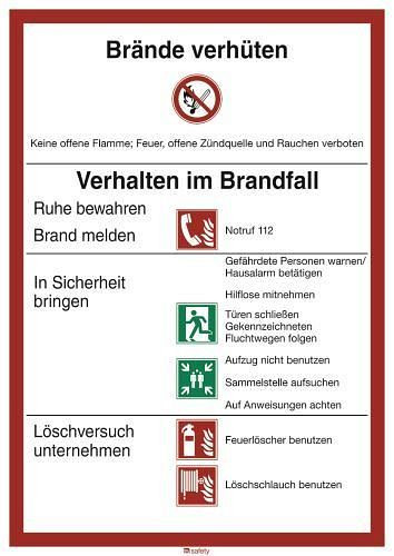 DENIOS Sicherheitsaushang "Brandschutzordnung", ISO 7010, Kunststoff, 240160