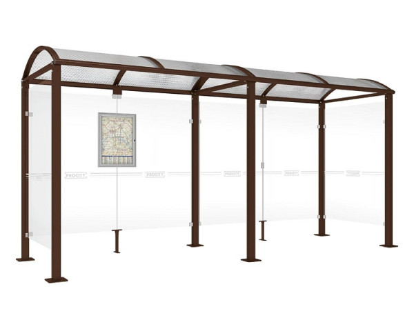 Procity Wartehalle Vierkantrohr - 2 Seitenverkleidungen, Farbe RAL 8017, Maße: Breite 5000 x Höhe 2560 x Tiefe 1600 mm, 529319.8017
