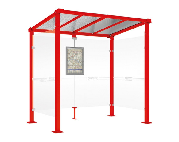 Procity Wartehalle Milano - 2 Seitenverkleidungen, Farbe RAL 3020, Maße: Breite 2500 x Höhe 2545 x Tiefe 1824 mm, 529242.3020
