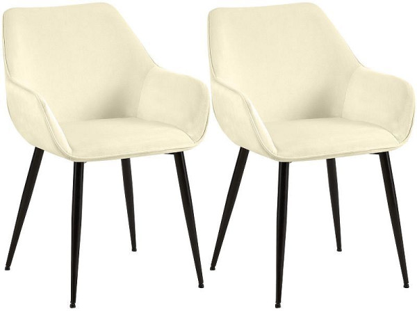 CLP 2er Set Esszimmerstuhl Vessa Samt, creme, 323690