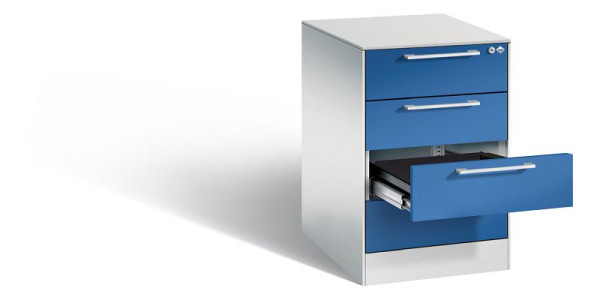 C+P Karteischrank Asisto, H710xB440xT600mm, Farbe: Lichtgrau / Enzianblau, Bügelgriff, 146275-422 S10011