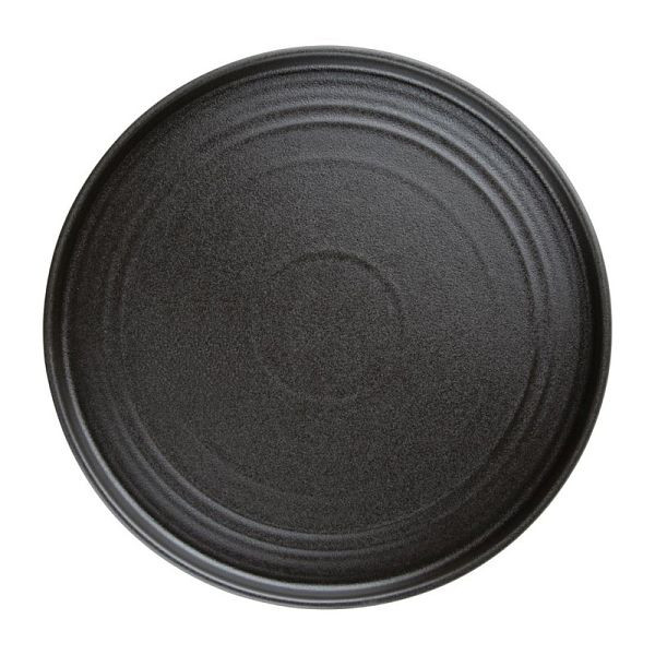Olympia Cavolo Strukturierte Schwarz Flache Runde Teller 270mm 4er Pack, FD910