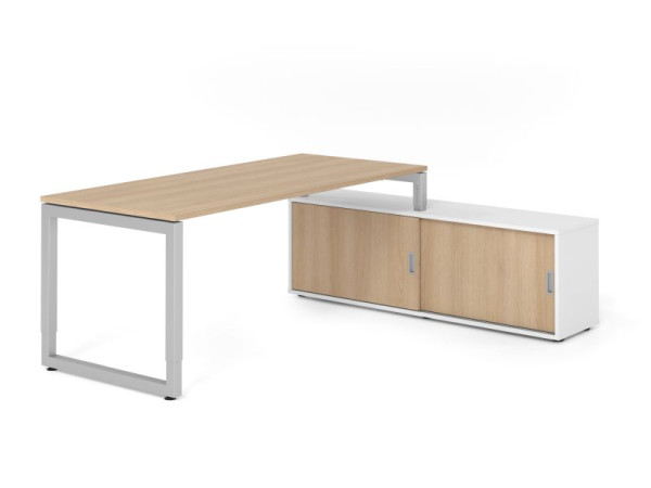 Hammerbacher Aufsatz-Schreibtisch RSE19, 180x80cm, Platte: Eiche, 25mm dick, Rahmen Silber, höheneinstellbar, Ahorn, SB/E/S/W/E, VRSE19SB/E/S/W/E