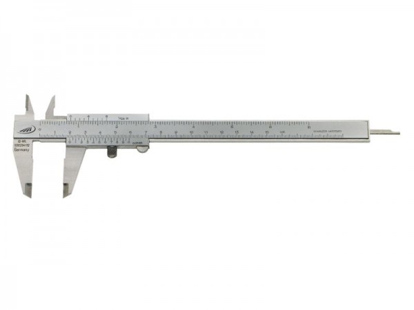 HELIOS PREISSER Feinmess-Taschenmessschieber, rostfreier Stahl, verchromt, parallaxfreie Ablesung, Festellschraube, Messbereich 0 - 150 mm, 199501