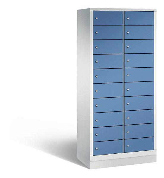 C+P Schließfachschrank Evolo, 20 Fächer, H1800xB810xT500 mm, Grau/Fernblau, 48020-2210 S10156