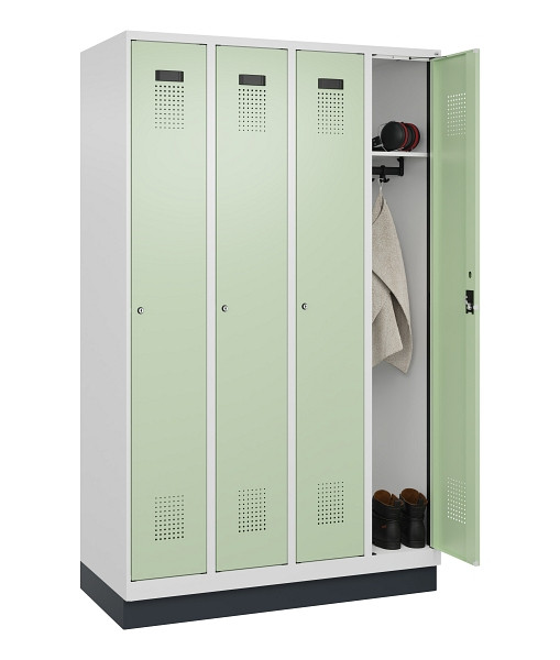 C+P Spind Evolo PLUS, mit Sockel, 4 Abteile, 1950x1200x500mm, 9016/6019, Verschluss Zylinderschloss, Ablageböden 4, 049020-40 S10046